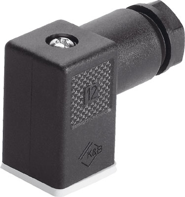 CONECTOR / TIPO ZOCALO ACODADO / TENSION 250 VAC-300 VDC / P/ BOBINA Y VALVULA VUVS / 3 CONTACTOS / CONEX FORMA C / IP65