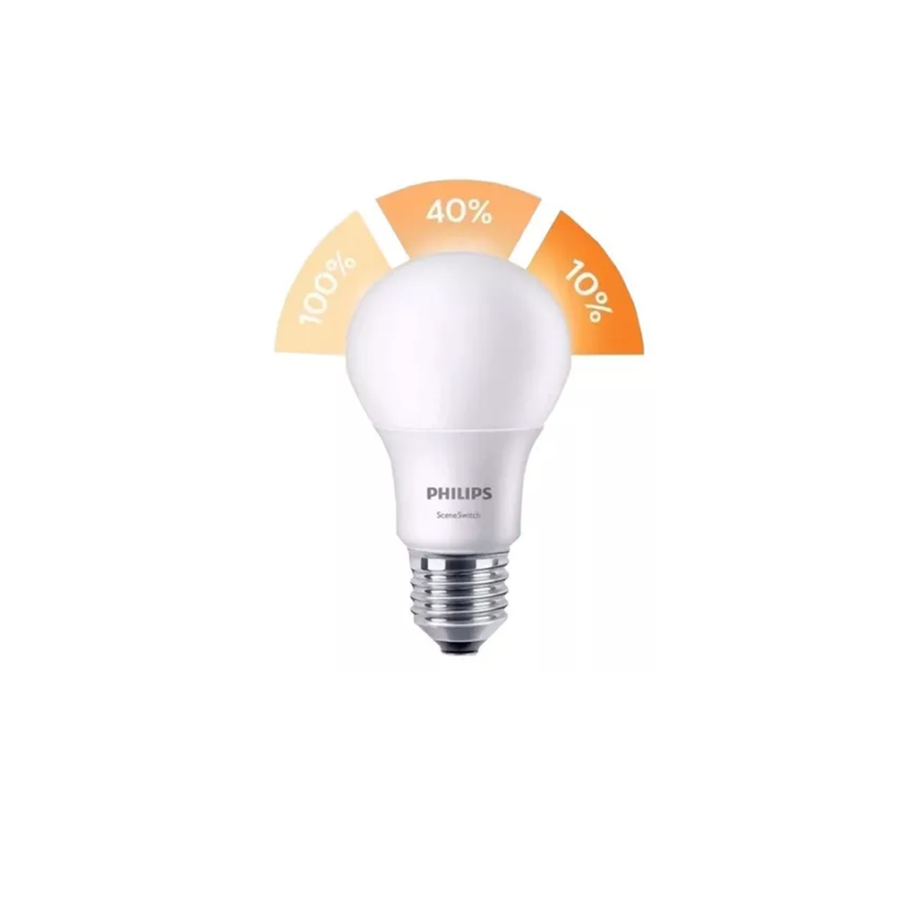 (CONSULTAR) LAMP LED SCENESWITCH 3STEP A60 9W (70W) E27 LUZ CALIDA 3000K 806LM   TIPO INCANDESCENTE 15000HS (EX 929001208771)