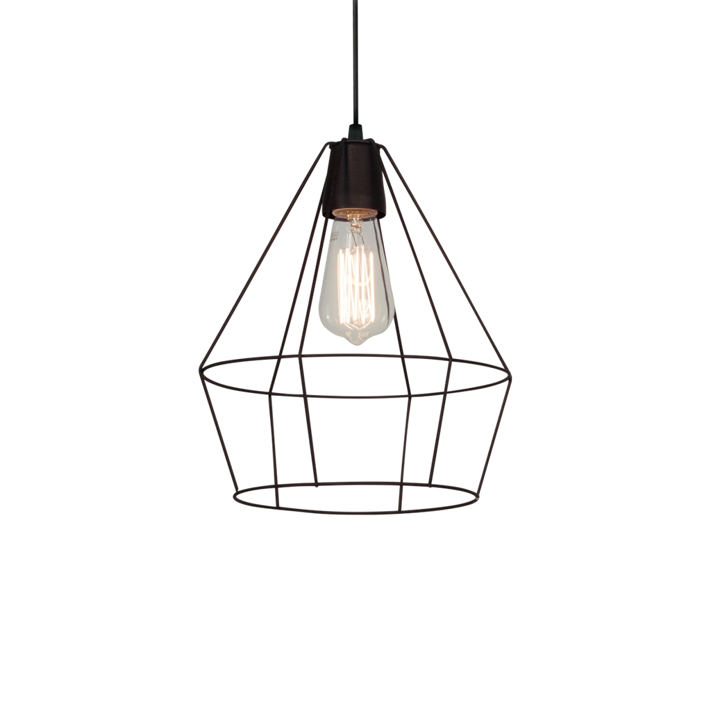 COLGANTE TIPO JAULA DIAMANTE DIAMETRO 25CM ALTURA 30CM ALAMBRE NEGRO
