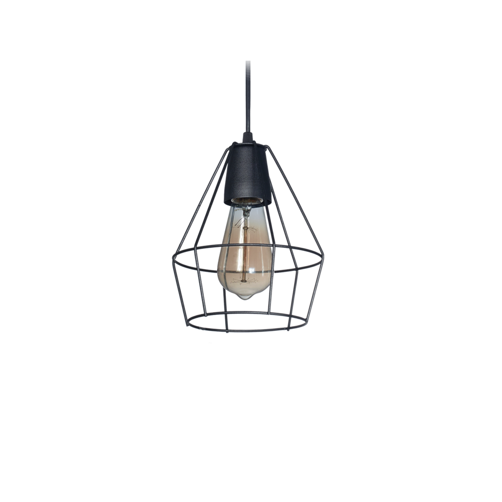 COLGANTE TIPO JAULA DIAMANTE MINI 1 LUZ NEGRO