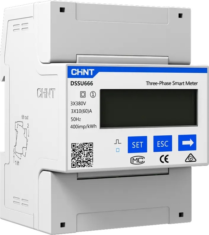 MEDIDOR DE ENERGIA - TRIFASICO - kWh, kVArh, kW, kVAr, Irms, Vrms, Hz, FP /Riel Din - C/TI (_5A)