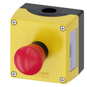[100350611] CAJA PLAST AMARILLA SIRIUS ACT  1 PULSADOR HONGO 1NC ROJO EMERG PULSAR-GIRAR S/ VISERA    3SU1801-0NA00-2AA2