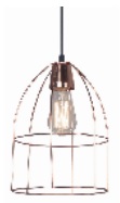[188598] COLGANTE TIPO JAULA AVIAR DIAMETRO 20CM ALTURA 30CM ALAMBRE COLOR COBRE