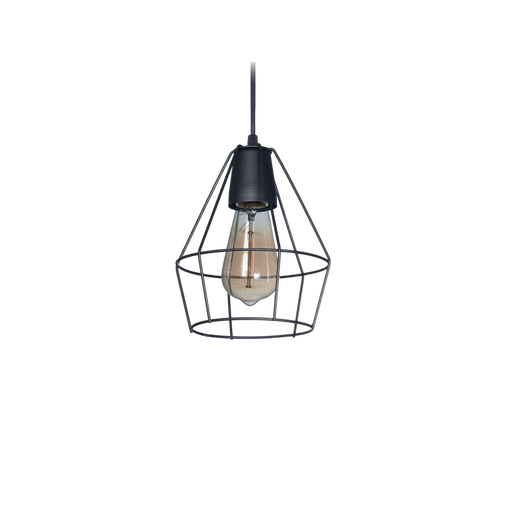 [109374] COLGANTE TIPO JAULA DIAMANTE MINI 1 LUZ NEGRO