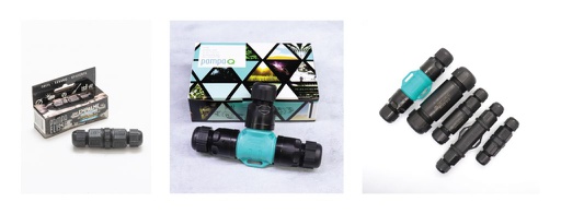 [109500] EMPALME CONECTOR RAPIDO TIPO DERIVACION CON BORNERA TETRAPOLAR INTERNA HASTA 4X6mm2 - CON AJUSTE PRENSACABLES EN EXTREMOS Y OJALES DE MONTAJE - APTO INTEMPERIE IP68