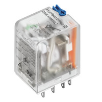 [7760056104] DRM570730LT      Rele electromecánico de 4 INV  BOBINA 220VCA    5A. Con led indicador de estado y palanca de test. Montaje en zocalo (no incluido).  (TIPO RY4S)