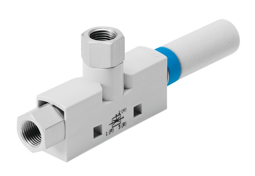 [VN-07-H-T2-PI2-VI2-RO1] GENERADOR DE VACIO / TOBERA 0.7MM / FORMA T / TAMAÑO 10MM / CONEX. AIRE/VACIO M5 - SILENCIADOR ABIERTO